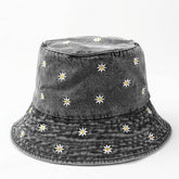 DENIM CHRYSANTHEMUM EMBROIDERED BUCKET HAT_CWAH1142