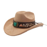 SUEDE WESTERN COWBOY FEDORA HAT ETHNIC STYLE_CWAH04486