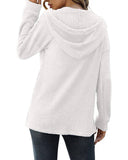 Waffle Solid Color Baggy Hooded Button Knit