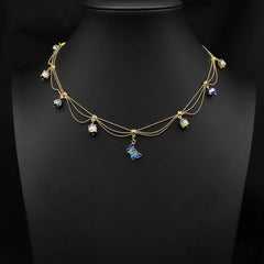 Womens Tassel Butterfly Natural Pearl Necklace