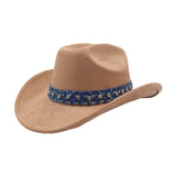 SUEDE WESTERN COWBOY FEDORA HAT ETHNIC STYLE_CWAH04501