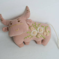 HAND EMBROIDERED ROSE BUFFALO PLUSH CHARM_CWMM6022