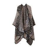 LEOPARD PRINT SCARF SLIT SHAWL FASHION CAPE_CWASC2217