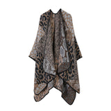 LEOPARD PRINT SCARF SLIT SHAWL FASHION CAPE_CWASC2217