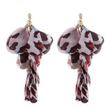 HANDMADE LEOPARD TASSEL EARRINGS BOLD LONG DROPS_CWMM6179