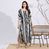 SNAKE PRINT COTTON BLEND BEACH COVER UP_CWMM6144