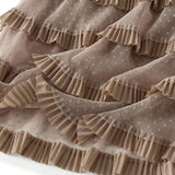 POLKA DOT MESH CAKE SKIRT ONE STEP LONG SKIRT_CWBMS0305