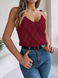 V-Neck Hollow Metal Buckle Halter Knit
