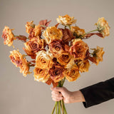 DRIED TONE BURNT EDGE ROSE BOUQUET FOR DECOR_CWMM6577