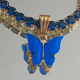 COLORFUL TITANIUM STEEL BUTTERFLY PENDANT NECKLACE_CWMM3888