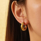 LIGHTWEIGHT COLORFUL GOLD HOOP EARRINGS_CWAJE0545