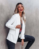 Solid-Colored Long-Sleeved Cardigan Mini Suit
