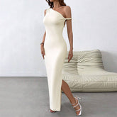 Women Sexy Off-Shoulder One-Shoulder Maxi Dress