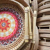 RATTAN WOVEN STORAGE BASKET ROUND TRAY_CWMM4536