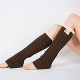 Warm Boot Covers Winter Lace Twist Button Socks_Cwms0758