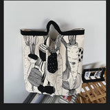 LETTER EMBROIDERED LARGE CAPACITY CANVAS TOTE BAG_CWAB1682