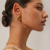 18K GOLD STAINLESS STEEL SPIRAL HOOP EARRINGS_CWASC1658