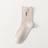 FLORAL EMBROIDERED COTTON SOCKS_CWMS0510