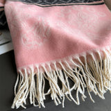 Fresh Floral Winter Tassel Scarf Soft Cashmere_Cwasc03248