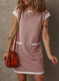 Womens Colorblock Pocket Sleeve Mini Dress