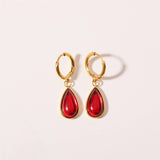 TEARDROP BIRTHSTONE EARRINGS GOLD STAINLESS_CWAJE5032
