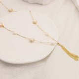 ELEGANT NATURAL PEARL LONG SWEATER NECKLACE_CWAJE3884