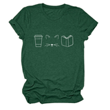 CUTE CAT LINE ART TEE COFFEE CUP PRINT SHIRT_CWTTSL0508