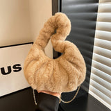 Winter Pleated Dumpling Bag One-Shoulder Plush Bag_Cwab3944