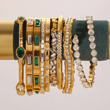 INS ZIRCON OPEN CUFF BRACELET IN STAINLESS STEEL_CWAJE4627