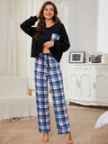 Two-Piece Plaid Printed Trousers Loungewear