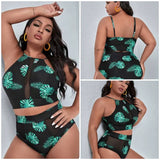 PLUS SIZE FLORAL BIKINI PRINT SWIMSUIT_CWMW0237