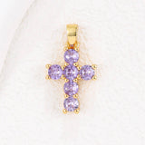 COLORFUL ZIRCON DECEMBER CROSS PENDANT NECKLACE_CWMM5872