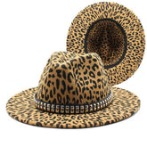 LEOPARD PRINT WOOLEN HAT WIDE BRIM JAZZ HAT_CWAH2534