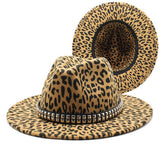 LEOPARD PRINT WOOLEN HAT WIDE BRIM JAZZ HAT_CWAH2534