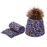 Leopard Knit Beanie With Pom & Scarf Set_Cwah04988