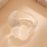 FASHION IRREGULAR DOUBLE WATER DROP PLASTIC RING_CWMM3233