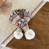 CUTE DOUBLE BALL WARM CHILDRENS KNITTED SCARF_CWASC2104