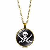 PIRATE SKULL ALLOY GLASS NECKLACE_CWAJE0707