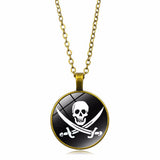PIRATE SKULL ALLOY GLASS NECKLACE_CWAJE0707