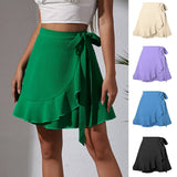 ONE PIECE SKIRT SOLID COLOR RUFFLED SHORT SKIRT_CWAB4812
