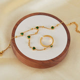 EMERALD HEART ZIRCON HAND CHAIN FOR WOMEN_CWAJE4788