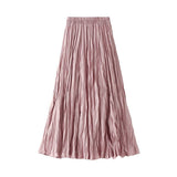 RUCHED PLEATED A LINE MIDI SKIRT_CWBMS0384
