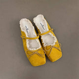 ELEGANT BALLET MULE FLATS WITH BOW LACE_CWSHF0141