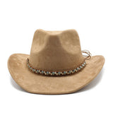 FELT SUEDE LIKE BEADED COWBOY FEDORA UNISEX HAT_CWAH0822