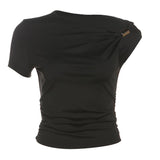 Solid One Shoulder Crop Top