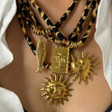 LEOPARD VELVET CORD NECKLACE BOLD FALL STATEMENT_CWMM6954