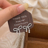 Trendy Retro Bowknot Diamond Pearl Earrings