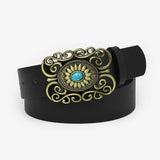 12KINDS TURQUOISE ALLOY BUCKLE BLACK VINTAGE BELT_CWABE0195