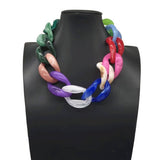 ACRYLIC COLORFUL CHAIN LINK NECKLACE EARRINGS SET_CWMM4910