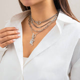 SNAKE BONE CHAIN VINTAGE KEY BRACELET NECKLACE_CWAJE1148